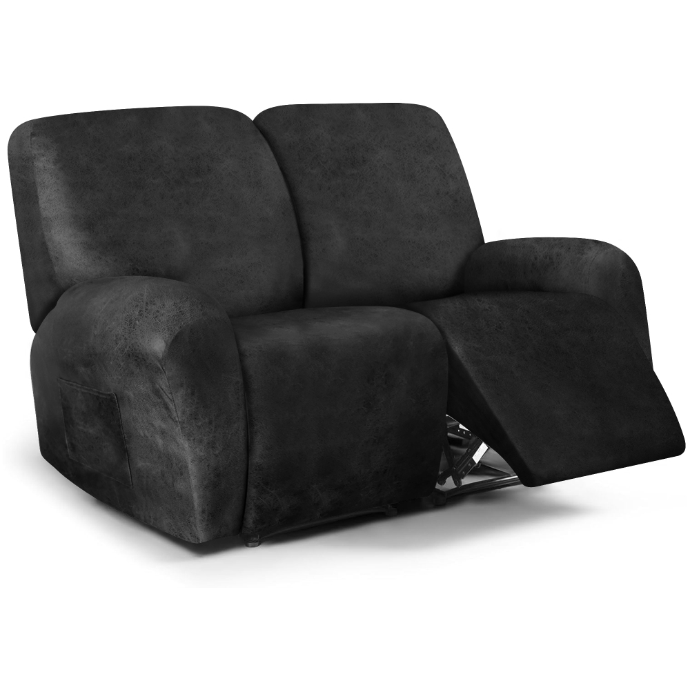 molasofa Loveseat Recliner Slipcover Large Size Oversized - 6 Pieces Stretch Leather Like Recliner Sofa Cover for 2 Seat Dual Reclining Loveseat Couch Furniture Protector