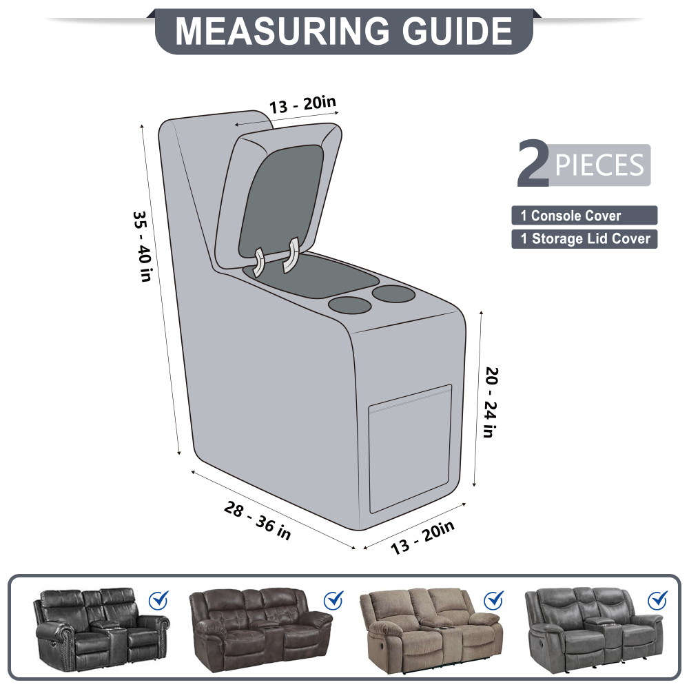 molasofa Leather Like Additional Recliner Console Cover for Reclining Loveseat Covers Stretch Jacquard Middle Console Cover for Recliner Couch and Sofa Dark Beige