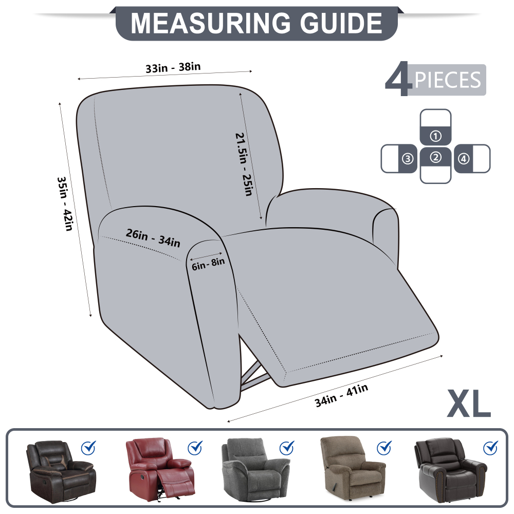 molasofa Leather Like Oversized Recliner Chair Covers, Extra Large Big Man 4 Pieces Lazy Boy Recliner Cover for Wide Recliner Chair for Pets Kids Washable