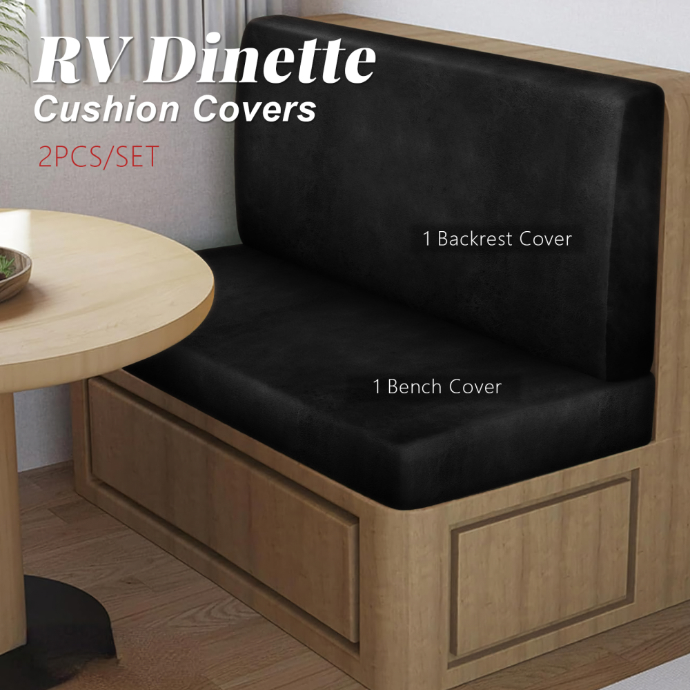 molasofa Leather Like RV Dinette Cushion Covers, RV Booth Seat Cover Stretchable Camper Cushion Couch Covers Washable Slipcovers for Camper Car Bench