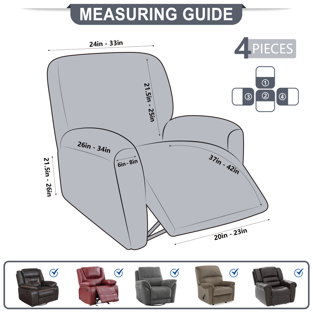 molasofa Leather Like Oversized Recliner Chair Covers, Extra Large Big Man 4 Pieces Lazy Boy Recliner Cover for Wide Recliner Chair for Pets Kids Washable