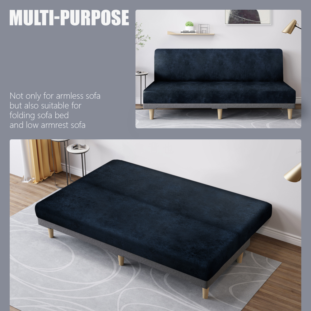 molasofa Leather Like Stretch Futon Slipcover Armless Futon Bed Sofa Cover Furniture Protector with Elastic Bottom, Soft and Washable Futon Cover for Sofa Bed Stay in Place(1)