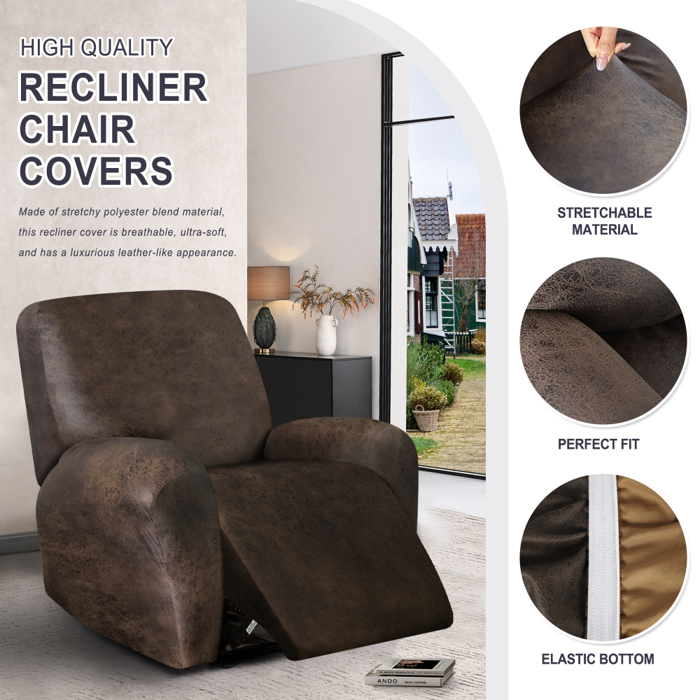 molasofa Leather Like Oversized Recliner Chair Covers, Extra Large Big Man 4 Pieces Lazy Boy Recliner Cover for Wide Recliner Chair for Pets Kids Washable