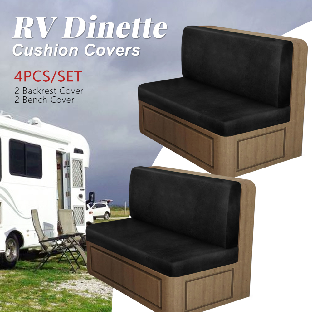 molasofa Leather Like RV Dinette Cushion Covers, RV Booth Seat Cover Stretchable Camper Cushion Couch Covers Washable Slipcovers for Camper Car Bench