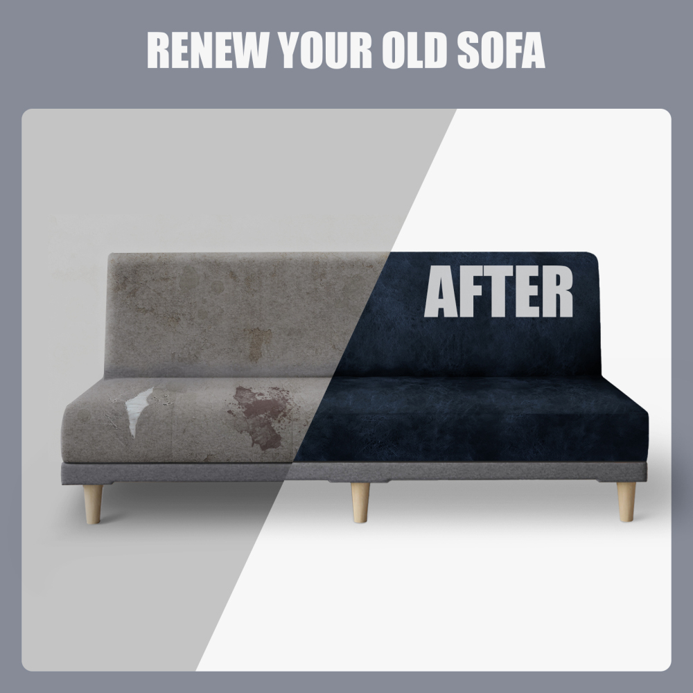 molasofa Leather Like Stretch Futon Slipcover Armless Futon Bed Sofa Cover Furniture Protector with Elastic Bottom, Soft and Washable Futon Cover for Sofa Bed Stay in Place(1)
