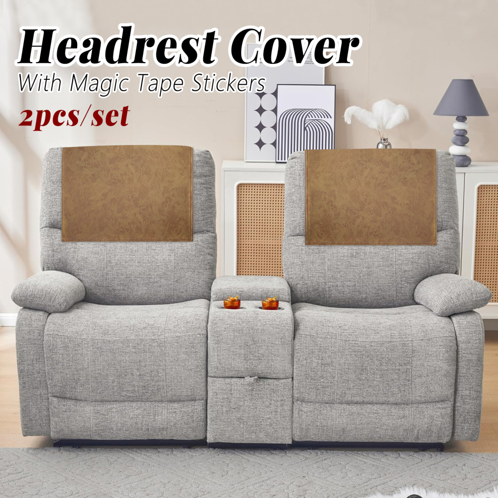 molasofa Non-Slip Faux Leather Headrest Protector for Recliner Chair, Headrest Cover for Furniture Slipcovers - Vinyl Head Protector - Theater Seat Cover for Home & Office