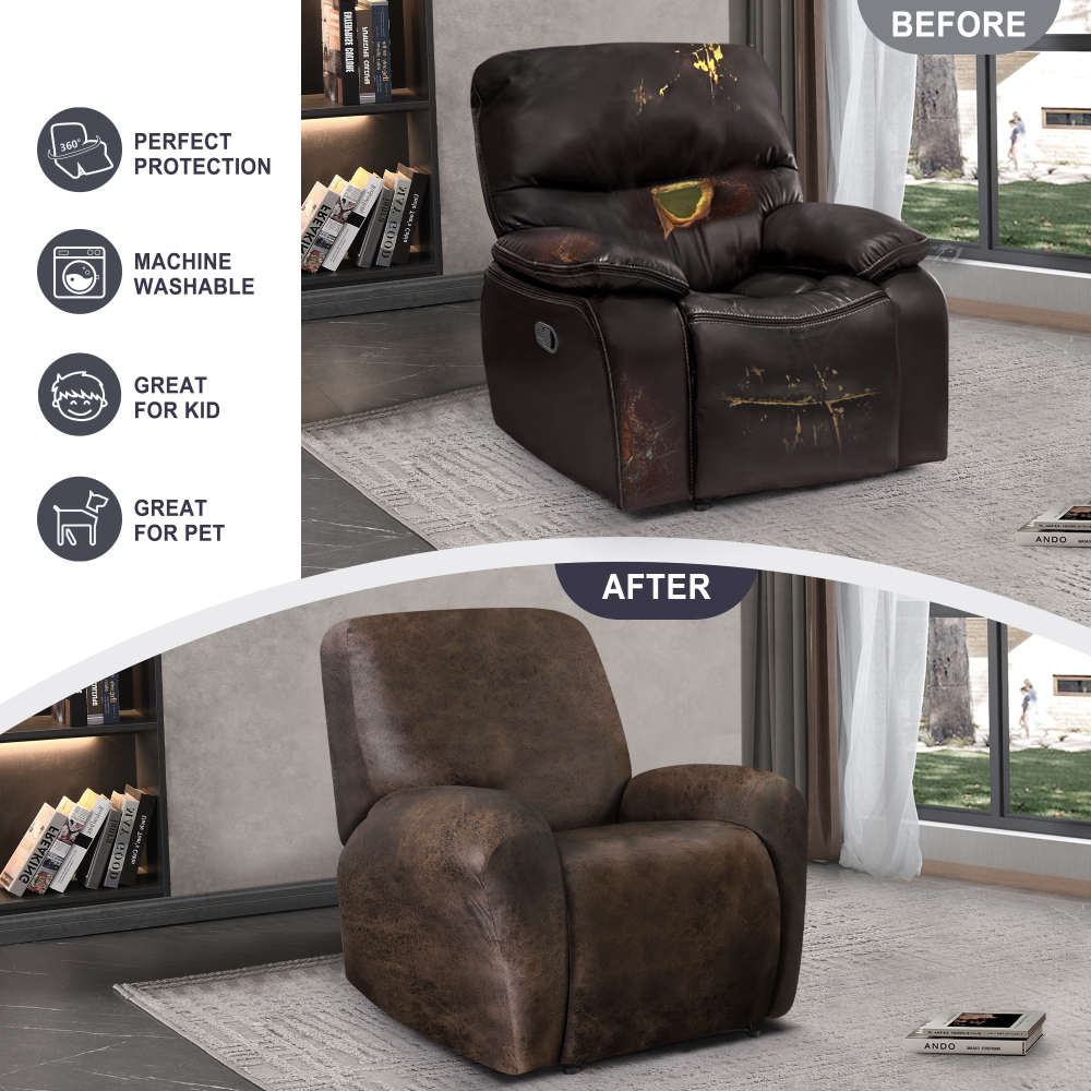 molasofa Leather Like Oversized Recliner Chair Covers, Extra Large Big Man 4 Pieces Lazy Boy Recliner Cover for Wide Recliner Chair for Pets Kids Washable