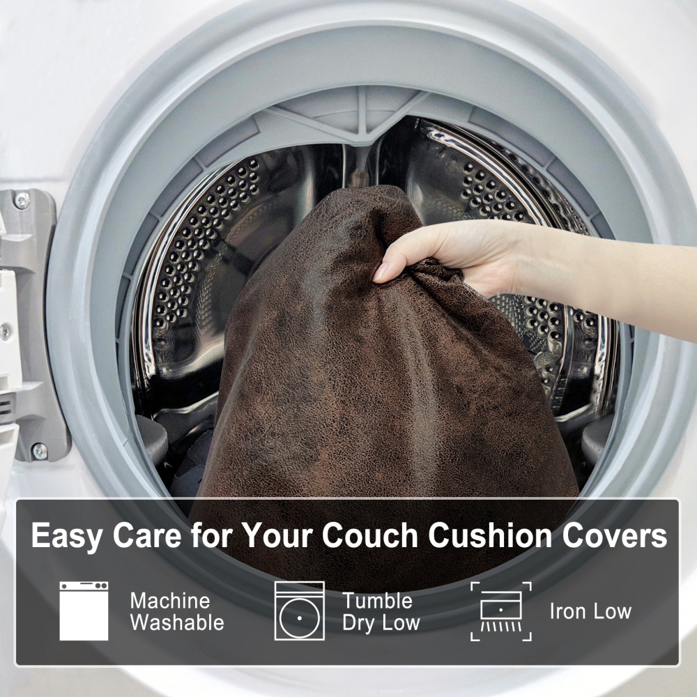 molasofa Leather Look Couch Cushion Covers, Stretch Sofa Cushion Covers for Sectional Armchair Loveseat Protector,Replacement Seat Cushion Slipcovers, Machine Washable
