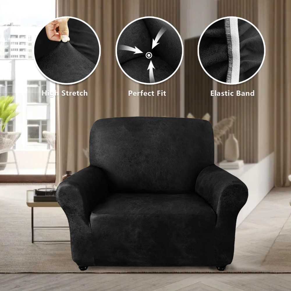 molasofa Oversized Loveseat Cover for Home Décor, Soft Leather-Like Spandex Love seat Cover, Non-Slip 1-Piece Couch Cover for Dogs, Cats, and Kids