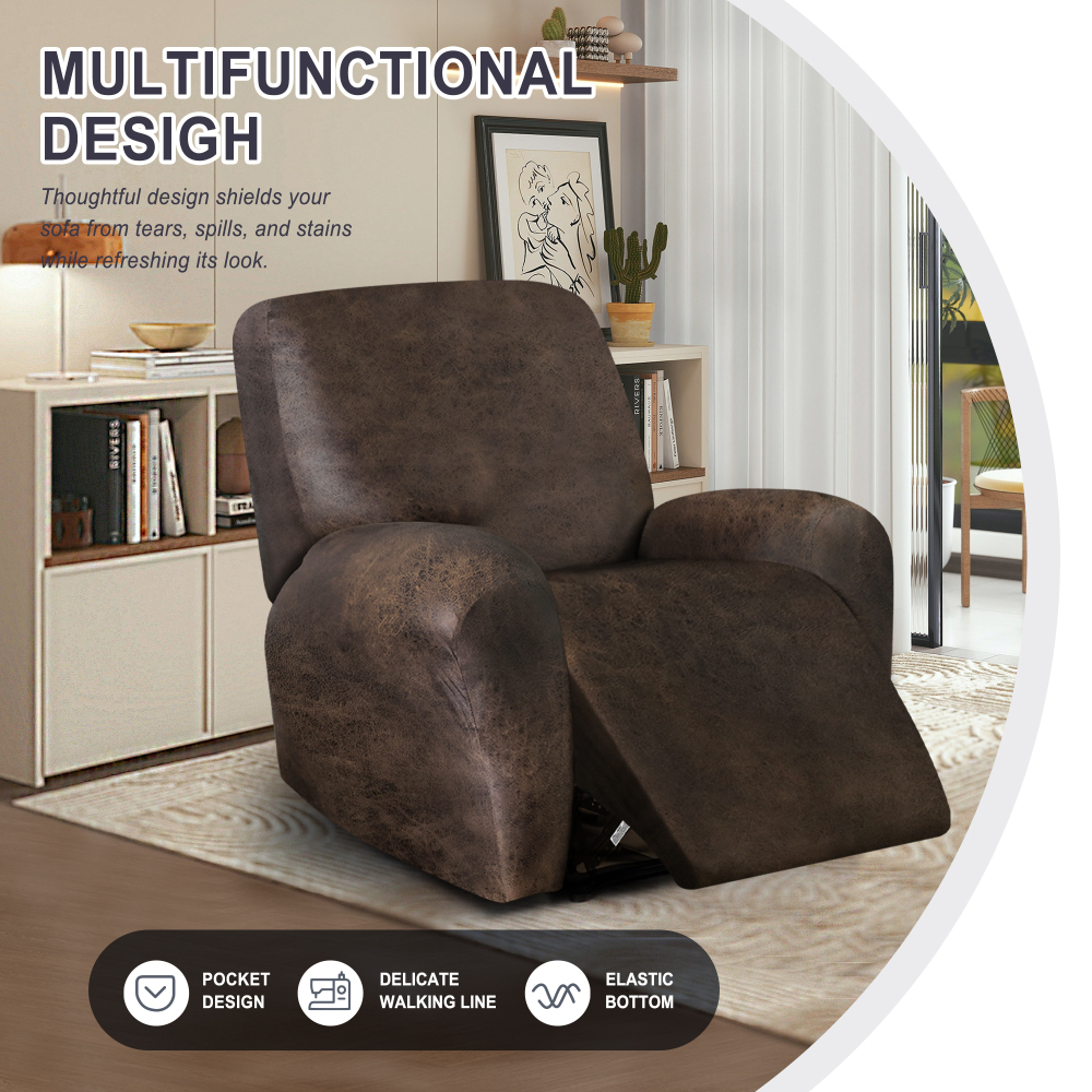 molasofa Leather Like Oversized Recliner Chair Covers, Extra Large Big Man 4 Pieces Lazy Boy Recliner Cover for Wide Recliner Chair for Pets Kids Washable