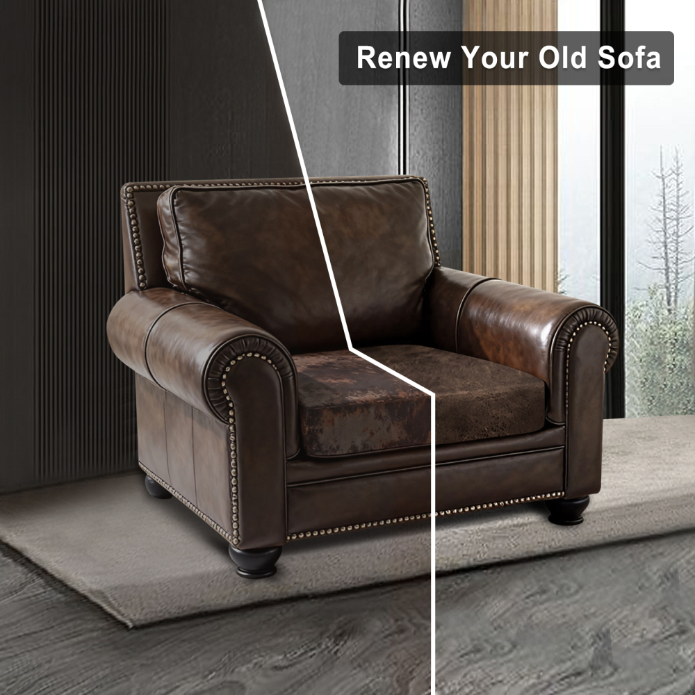 molasofa Leather Look Couch Cushion Covers, Stretch Sofa Cushion Covers for Sectional Armchair Loveseat Protector,Replacement Seat Cushion Slipcovers, Machine Washable