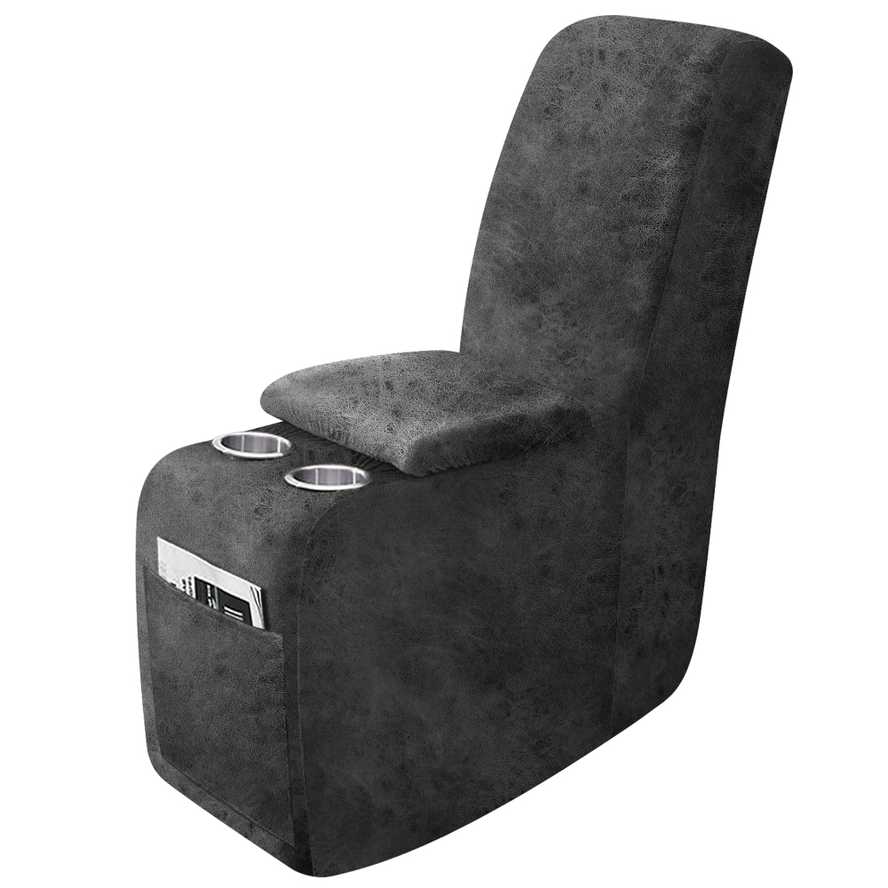molasofa Leather Like Additional Recliner Console Cover for Reclining Loveseat Covers Stretch Jacquard Middle Console Cover for Recliner Couch and Sofa Dark Beige