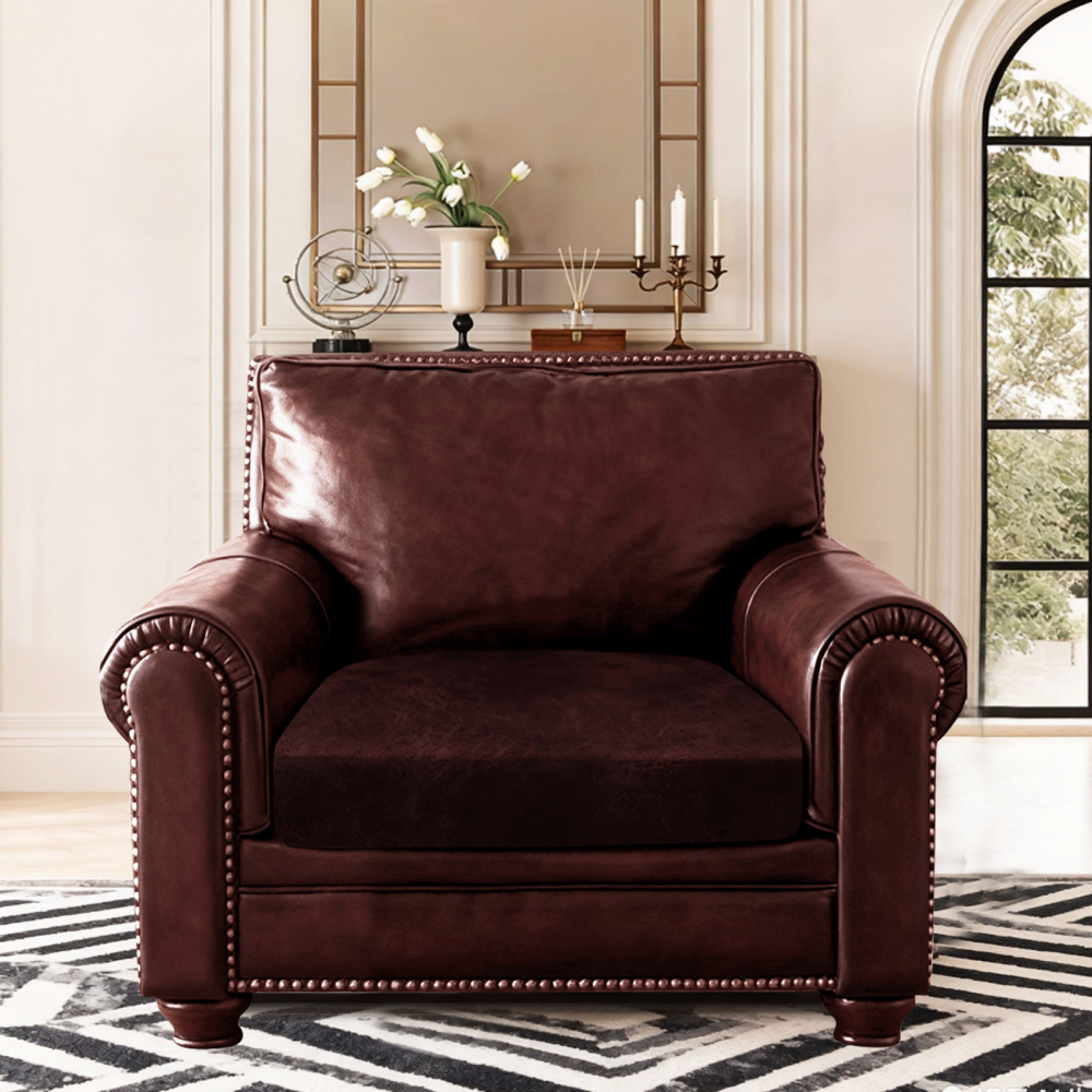 molasofa Leather Look Couch Cushion Covers, Stretch Sofa Cushion Covers for Sectional Armchair Loveseat Protector,Replacement Seat Cushion Slipcovers, Machine Washable
