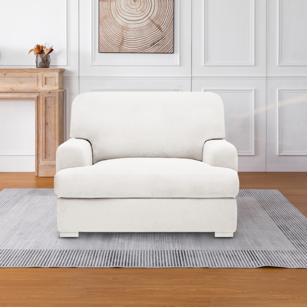 molasofa T Cushion Chair Slipcover with 1 Individual T Cushion Shape Seat Cover for Home Décor, 2 Pieces Stretchable, Washable, Non-Pilling, Non-Slip Chair Cover (Armchair,Ivory)