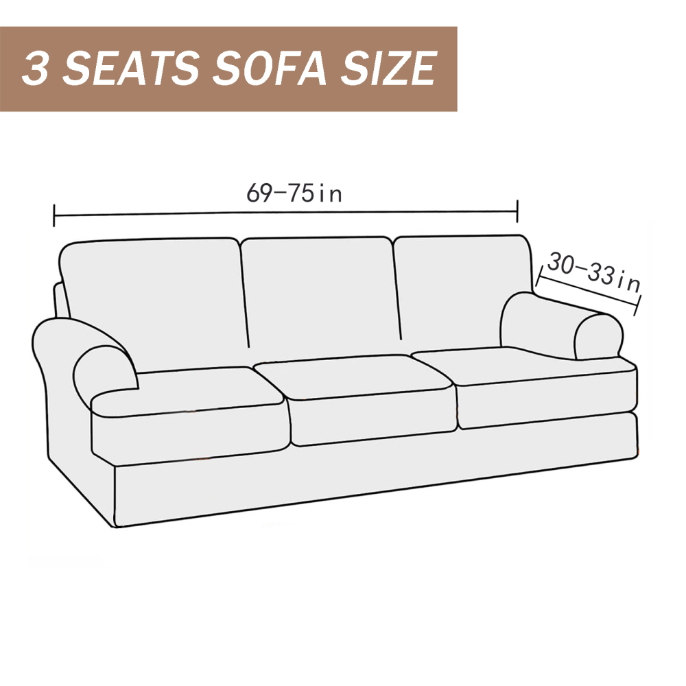 molasofa T Cushion Sofa Slipcovers with 3 Individual T Cushion Shape Seat Covers for Home Décor, 4 Pieces Stretchable, Washable, Non-Pilling, Non-Slip T Cushion Slipcover (Sofa, White)(