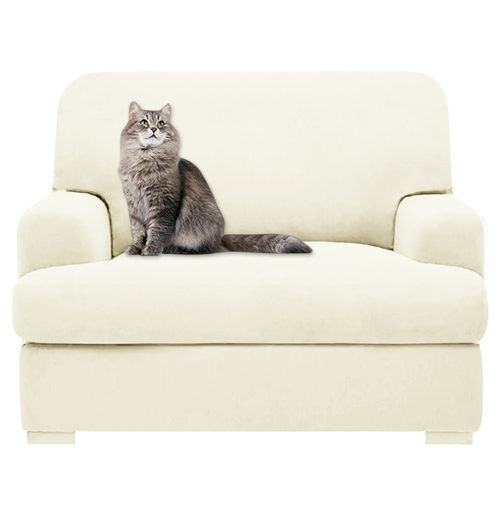 molasofa T Cushion Chair Slipcover with 1 Individual T Cushion Shape Seat Cover for Home Décor, 2 Pieces Stretchable, Washable, Non-Pilling, Non-Slip Chair Cover (Armchair,Ivory)