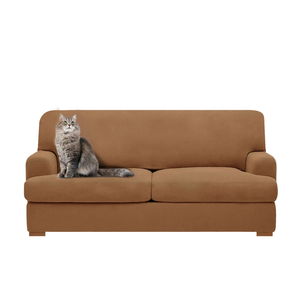 molasofa T Cushion Loveseat Slipcover with 2 Individual T Cushion Shape Seat Covers for Home Décor, 3 Pieces Stretchable, Washable, Non-Pilling, Non-Slip Loveseat Covers (Loveseat,Ivory)