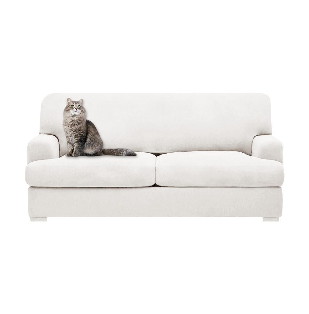 molasofa T Cushion Loveseat Slipcover with 2 Individual T Cushion Shape Seat Covers for Home Décor, 3 Pieces Stretchable, Washable, Non-Pilling, Non-Slip Loveseat Covers (Loveseat,Ivory)