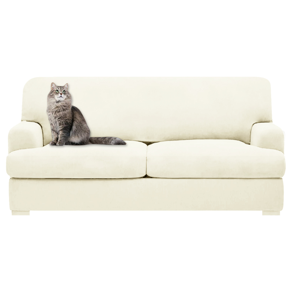 molasofa T Cushion Loveseat Slipcover with 2 Individual T Cushion Shape Seat Covers for Home Décor, 3 Pieces Stretchable, Washable, Non-Pilling, Non-Slip Loveseat Covers (Loveseat,Ivory)