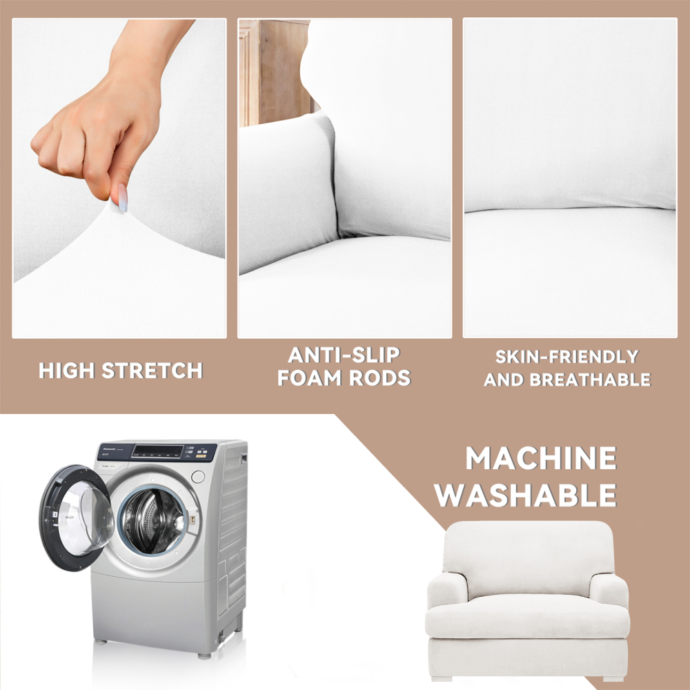 molasofa T Cushion Chair Slipcover with 1 Individual T Cushion Shape Seat Cover for Home Décor, 2 Pieces Stretchable, Washable, Non-Pilling, Non-Slip Chair Cover (Armchair,Ivory)