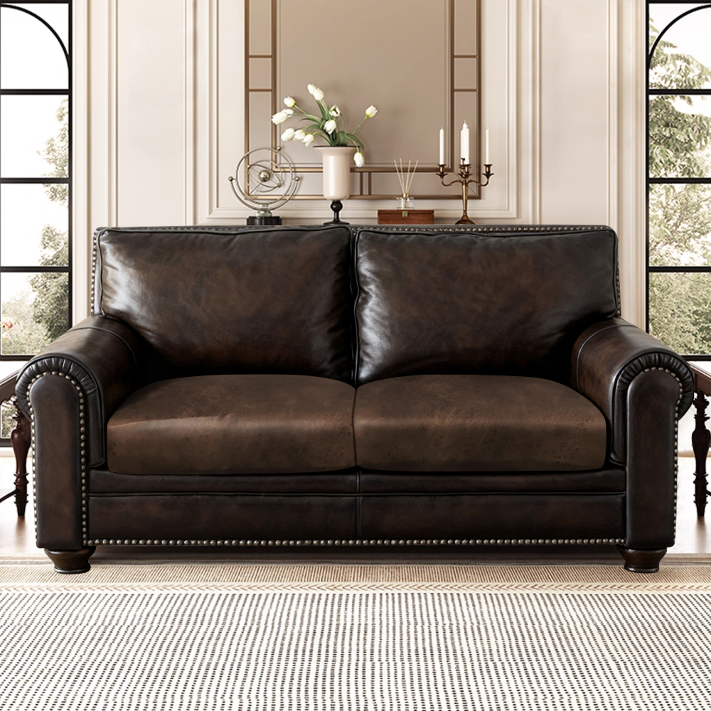 molasofa Leather Look CouchCushion Covers, Stretch SofaCushion Covers for SectionalArmchair LoveseatProtector,Replacement SeatCushion Slipcovers, MachineWashable(2 Cushion Loveseat,Brown)