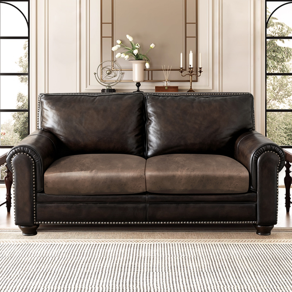 molasofa Leather Look CouchCushion Covers, Stretch SofaCushion Covers for SectionalArmchair LoveseatProtector,Replacement SeatCushion Slipcovers, MachineWashable(2 Cushion Loveseat,Brown)