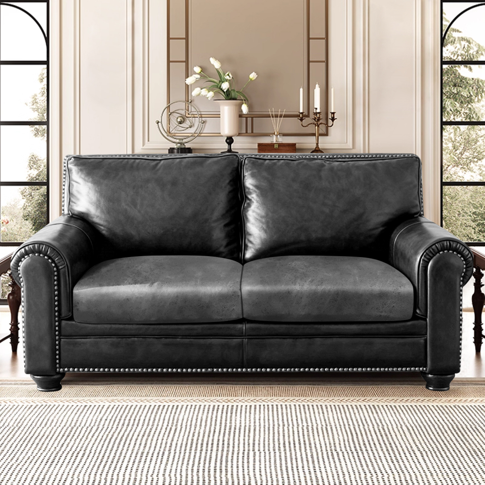 molasofa Leather Look CouchCushion Covers, Stretch SofaCushion Covers for SectionalArmchair LoveseatProtector,Replacement SeatCushion Slipcovers, MachineWashable(2 Cushion Loveseat,Brown)