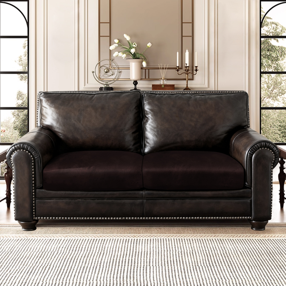 molasofa Leather Look CouchCushion Covers, Stretch SofaCushion Covers for SectionalArmchair LoveseatProtector,Replacement SeatCushion Slipcovers, MachineWashable(2 Cushion Loveseat,Brown)