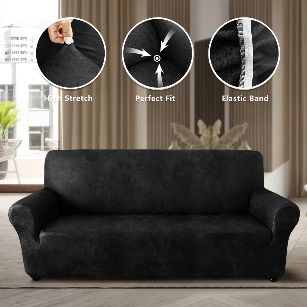 molasofa Loveseat Covers - Couch Cover for Leather Couches, Soft and Washable Loveseat Covers with Leather-Like Quality. Non-Pilling, Non-Slip 1-Piece Couch Cover for Pets and Kids (02 Navy)