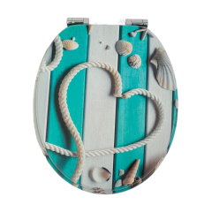 Closed Front Wooden Toilet Seat Starfish Sea Shell Printed Quick Removable Bathroom Toilet Cover,YIJIA NEW MATERIAL CO., LTD.,Closed Front Wooden Toilet Seat Starfish Sea Shell Printed Quick Removable Bathroom Toilet Cover