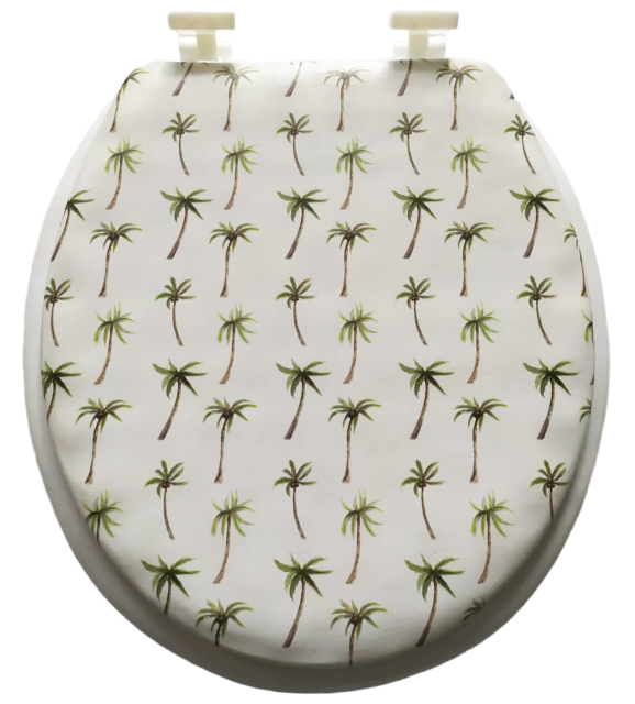 Tropical Tree Series US Standard Padded Toilet Seat Universal Cushioned Vinyl Washing Room Seat Cover,YIJIA NEW MATERIAL CO., LTD.,Smiling Face US Standard Padded Toilet Seat Universal Cushioned Vinyl Washing Room Seat Cover