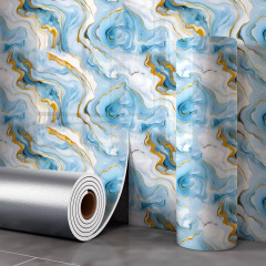 Gental Blue Gilding Self-Adhesive Marble Roll Wall Sticker – Peel and Stick Marble for Bedroom,YIJIA NEW MATERIAL CO., LTD.,Gental Blue Gilding Self-Adhesive Marble Roll Wall Sticker – Peel and Stick Marble for Bedroom