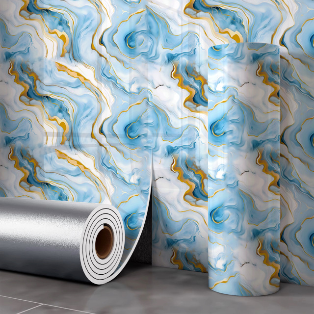 Gental Blue Gilding Self-Adhesive Marble Roll Wall Sticker – Peel and Stick Marble for Bedroom,YIJIA NEW MATERIAL CO., LTD.,Gental Blue Gilding Self-Adhesive Marble Roll Wall Sticker – Peel and Stick Marble for Bedroom