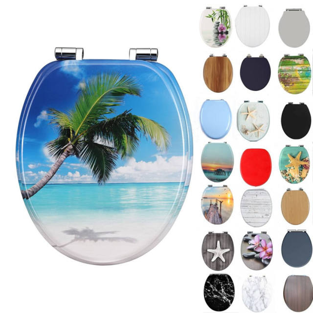 Bathroom Toilet Seat Double Soft Close Round MDF Toilet Lid with Slow-Closure Toilet Seats,YIJIA NEW MATERIAL CO., LTD.,Durable Soft Close Bathroom Decor Toilet Lid and Seat Modern Style Hinges Seat Cover