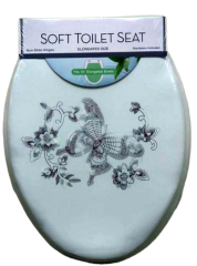 Embroidery Elongated Soft Toilet Seat
