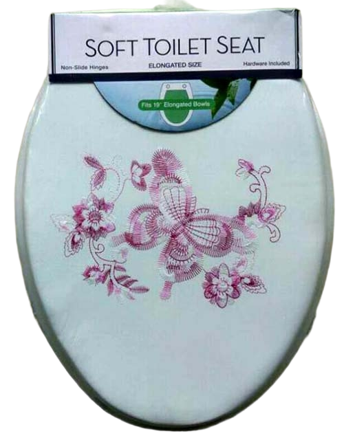 19 Inch Soft Vinyl Cover with Comfort Foam Cushioning - Fits All Elongated Size Fixtures,YIJIA NEW MATERIAL CO., LTD.,Premium 19" Soft Elongated Toilet Seat, PVC Leather, Memory Foam, Quick-Release Hinges