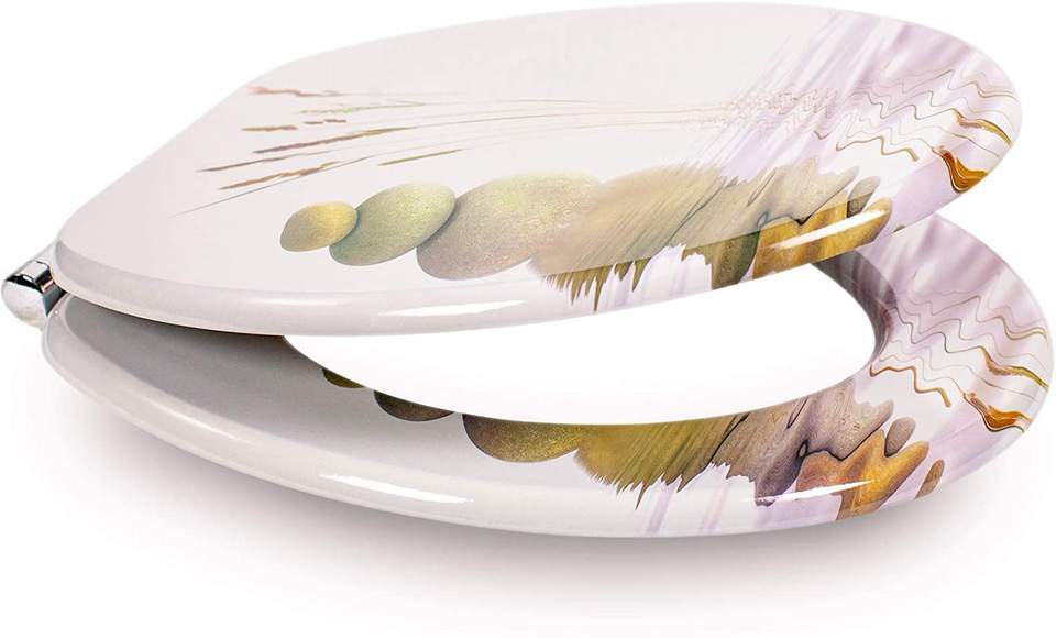 Mdf 18 Inch Colorful Printing Toilet Seat 19 inch Elongated,YIJIA NEW MATERIAL CO., LTD.,Modern Design Soft Close Toilet Cover Easy Installation MDF Bathroom Seat Made of Wood and MDF