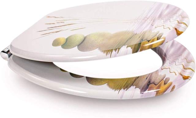 Mdf 18 Inch Colorful Printing Toilet Seat 19 inch Elongated,YIJIA NEW MATERIAL CO., LTD.,Modern Design Soft Close Toilet Cover Easy Installation MDF Bathroom Seat Made of Wood and MDF