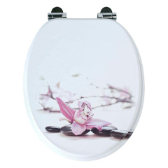 White Base Flower Customized Printed Wooden Toilet Seat With Pvc MDF,YIJIA NEW MATERIAL CO., LTD.,Heart Design Moulded Wood Toilet Cover, Sturdy Durable, Perfect for Home Bathroom Use