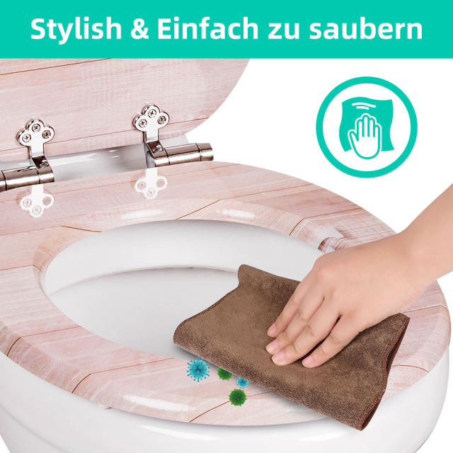 Soft Close MDF Closed Front Toilet Seat EU 18-Inch 19-inch Contemporary Bidet Cover Wooden Pattern Buffer Bathroom,YIJIA NEW MATERIAL CO., LTD.,Soft Close MDF Closed Front Toilet Seat EU 18-Inch 19-inch Contemporary Bidet Cover Wooden Pattern Buffer Bathroom