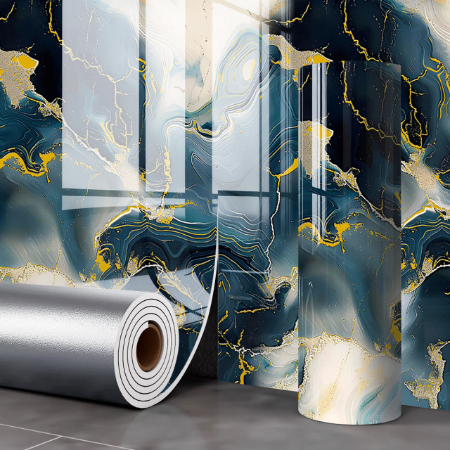 Gental Blue Gilding Self-Adhesive Marble Roll Wall Sticker – Peel and Stick Marble for Bedroom,YIJIA NEW MATERIAL CO., LTD.,Gental Blue Gilding Self-Adhesive Marble Roll Wall Sticker – Peel and Stick Marble for Bedroom