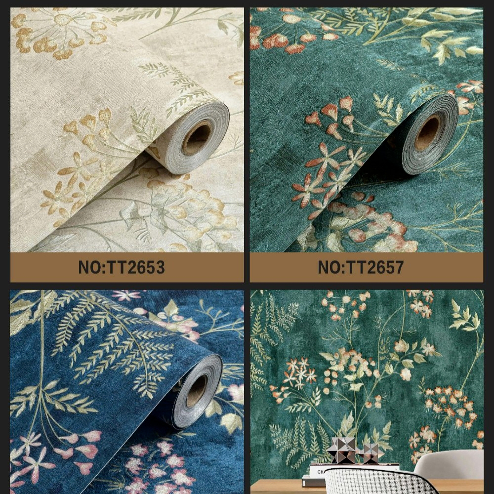 High Quality Fine Embossed Non Woven Wallpaper Retro American Country Style Bed Room Living Room Home Decor Flower Wallpaper,YIJIA NEW MATERIAL CO., LTD.,High Quality Fine Embossed Non Woven Wallpaper Retro American Country Style Bed Room Living Room Home Decor Flower Wallpaper
