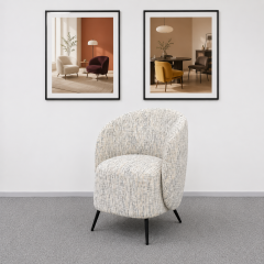 Moderner gelber Cocktailsessel mit Rundrücken und Metallbeinen | ComfPlus