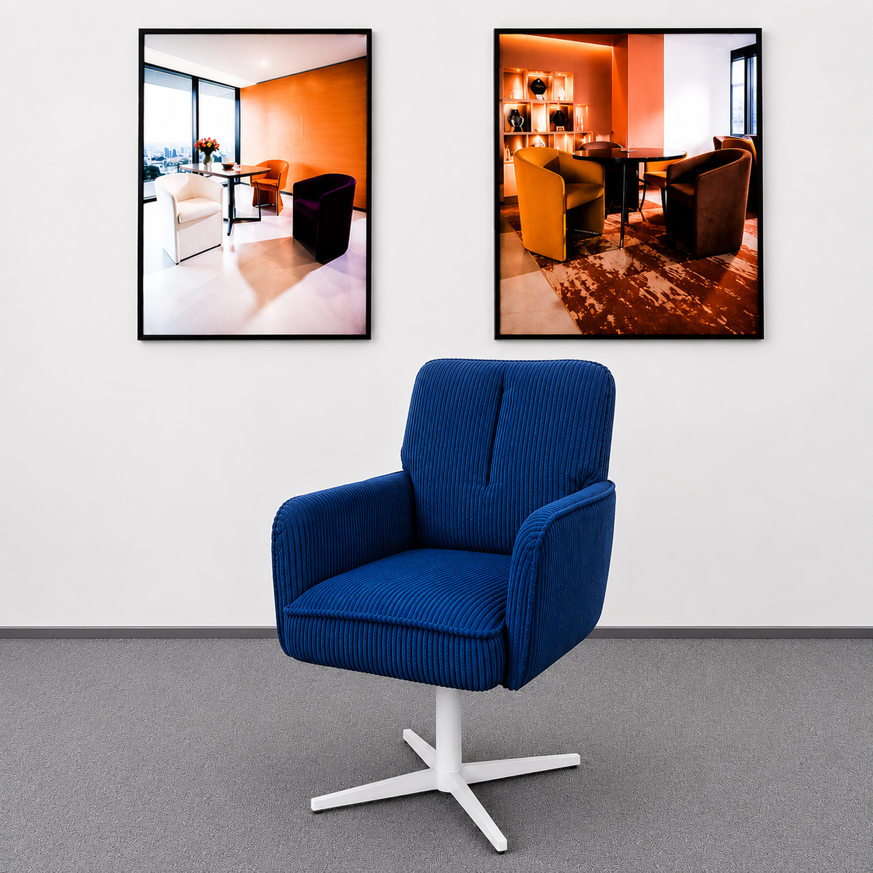 Fauteuil en velours côtelé rouge DC-4004 à piètement blanc | ComfPlus Furnishing