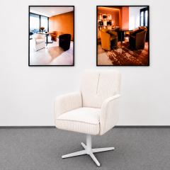 Fauteuil en velours côtelé rouge DC-4004 à piètement blanc | ComfPlus Furnishing