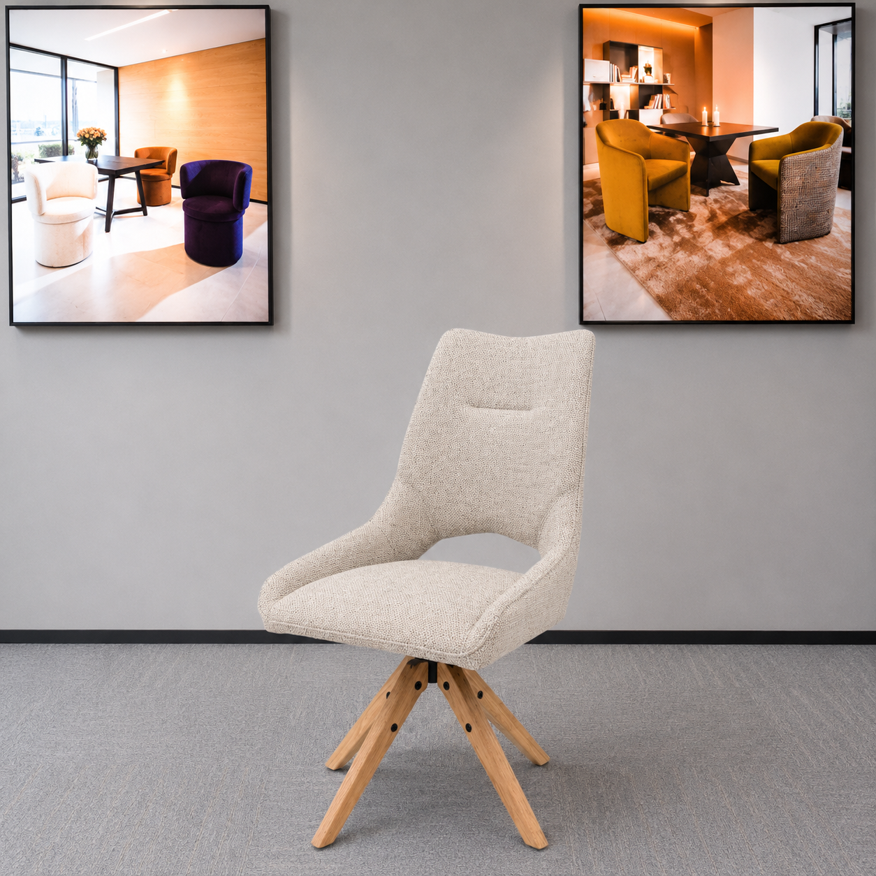 Fauteuil de salle à manger DC-3626 avec piètement en bois | ComfPlus Furnishing