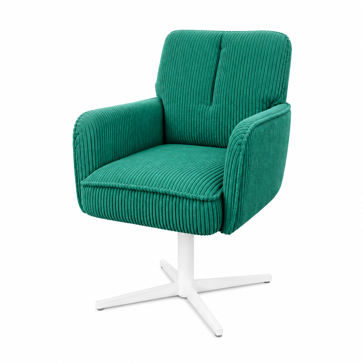 Fauteuil en velours côtelé rouge DC-4004 à piètement blanc | ComfPlus Furnishing