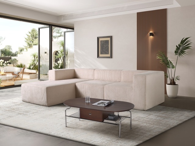 Modernes Cordsofa mit linker Chaiselongue H-010 | ComfPlus Furnishing