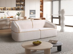 Geschwungenes 2-Sitzer-Sofa mit goldfarbener Paspel H-013 für Möbelhandel und Objekteinrichtung | ComfPlus Furnishing