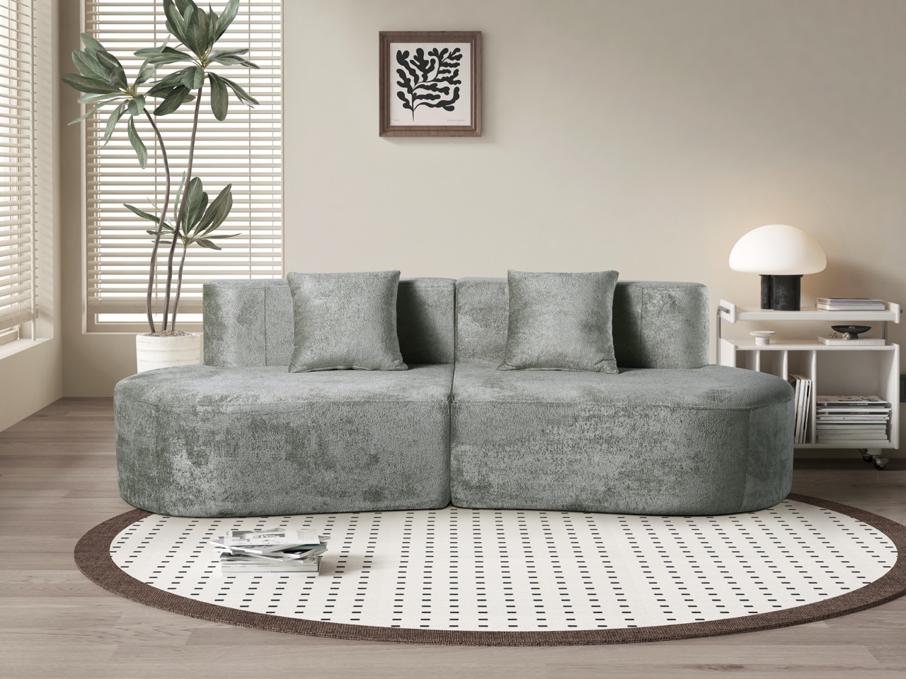 Geschwungenes 3-Sitzer-Sofa mit Chenille-Bezug H-016 für Möbelhandel und Objekteinrichtung | ComfPlus Furnishing